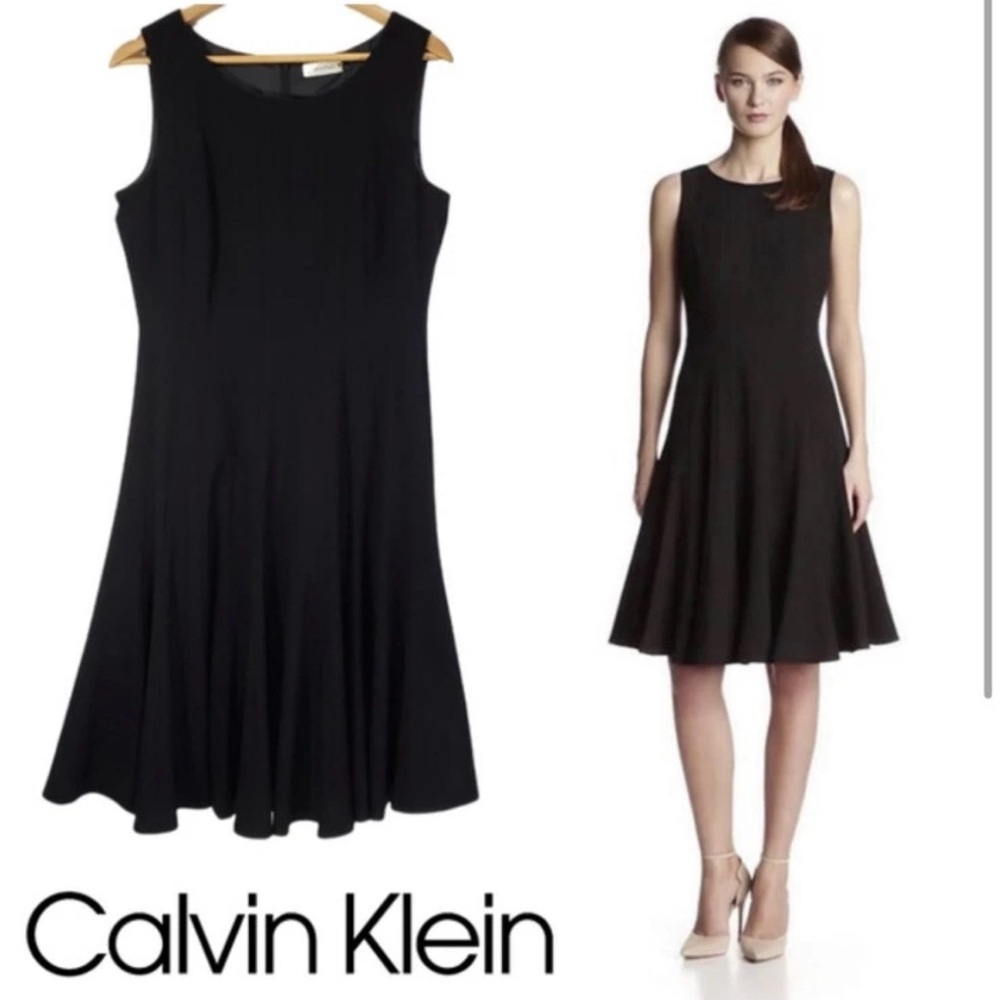 Calvin Klein Women’s Black Sleeveless Fit And Flare Dress Size 2 Zip Back *NEW